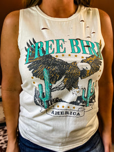 Free Bird Distressed Tank {White}