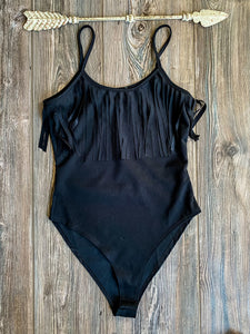 The Shiner Fringe Bodysuit {Black}