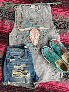 Skull Valley Aztec Tank {Grey}