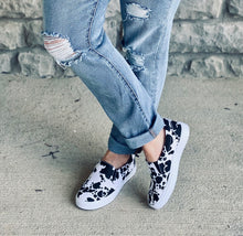 Black Cow Print Sneakers