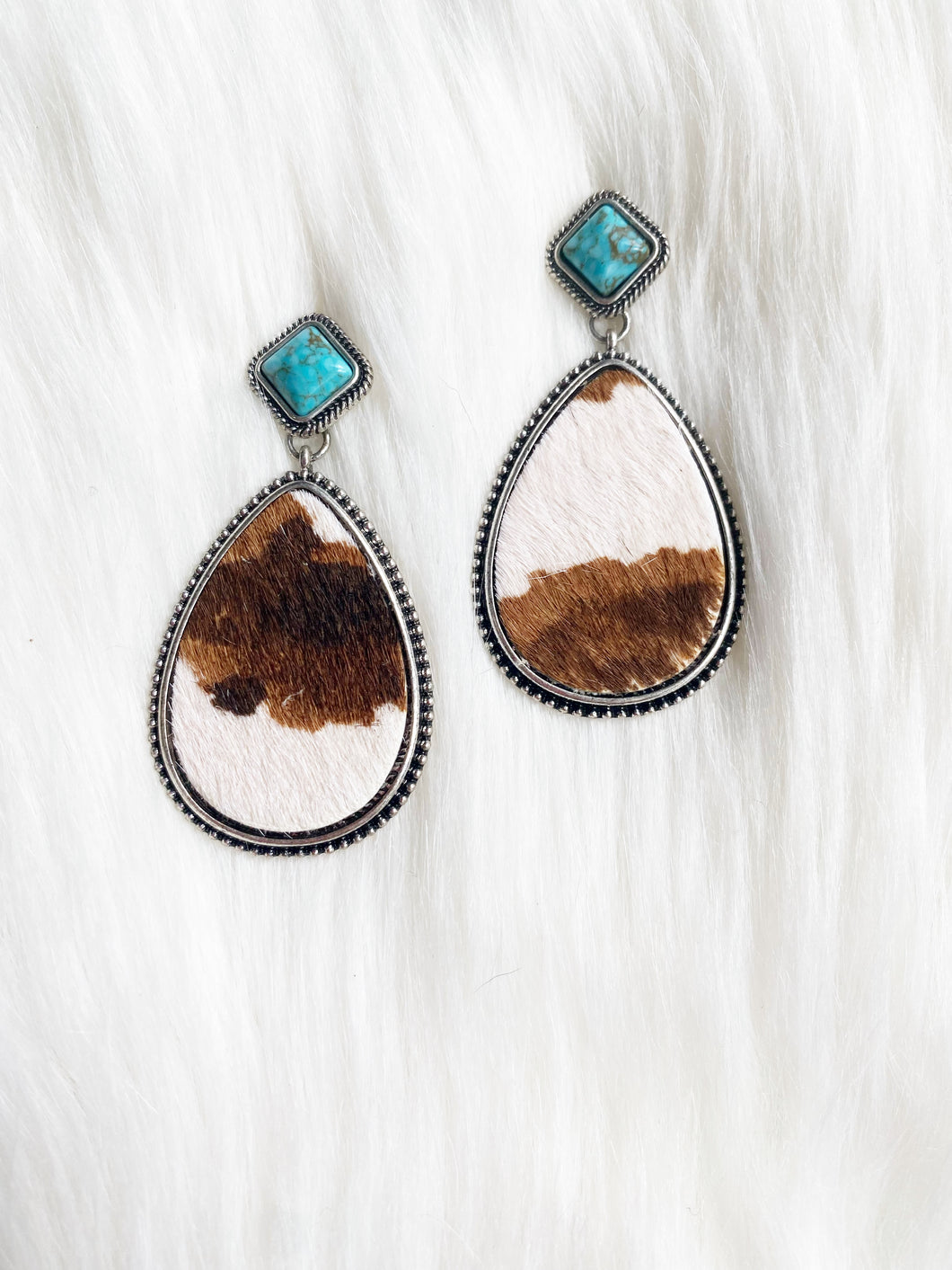 Drop Tine Cowhide Earrings