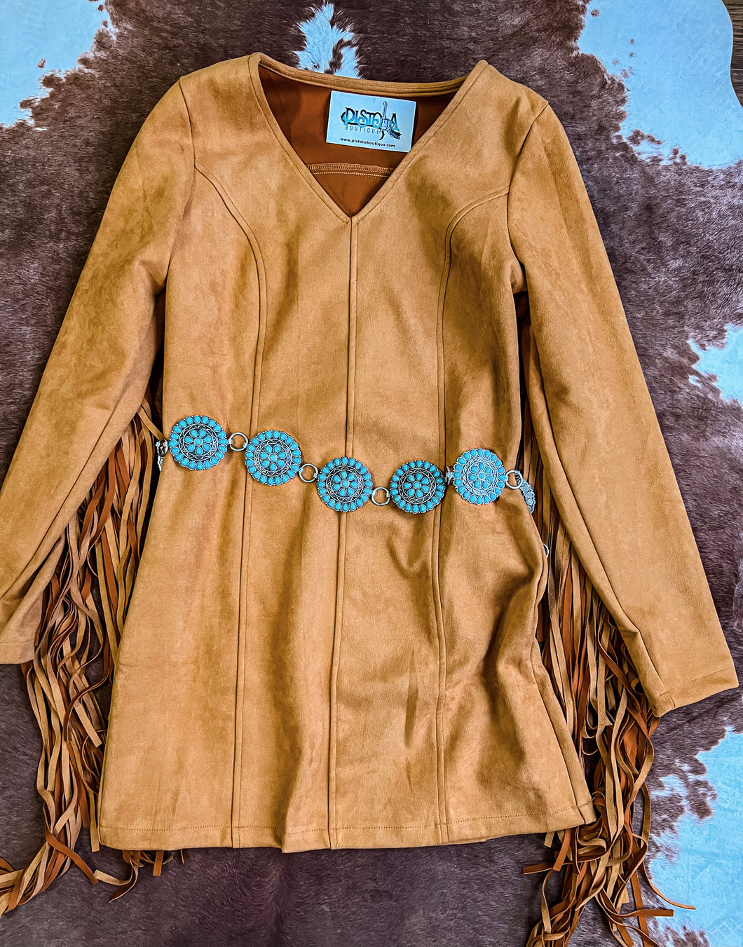 Kerosene Camel Fringe Dress