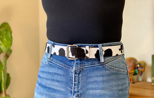 Black Cowprint Belt