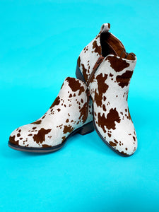 Brown Cow Print Booties