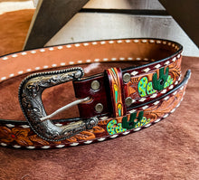 Western Cactus Leather Belt