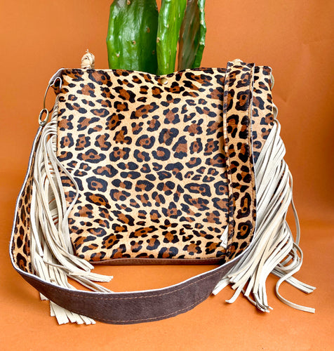 Leopard Fringe Bag