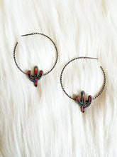 Serape Cactus Hoop Earrings