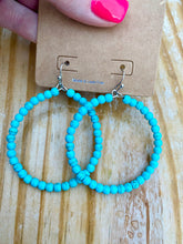 Turquoise Beaded Hoop Earrings