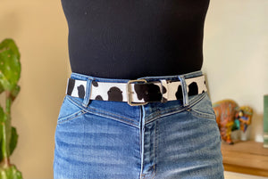 Black Cowprint Belt