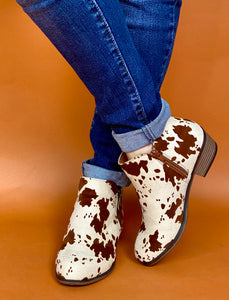 Brown Cow Print Booties