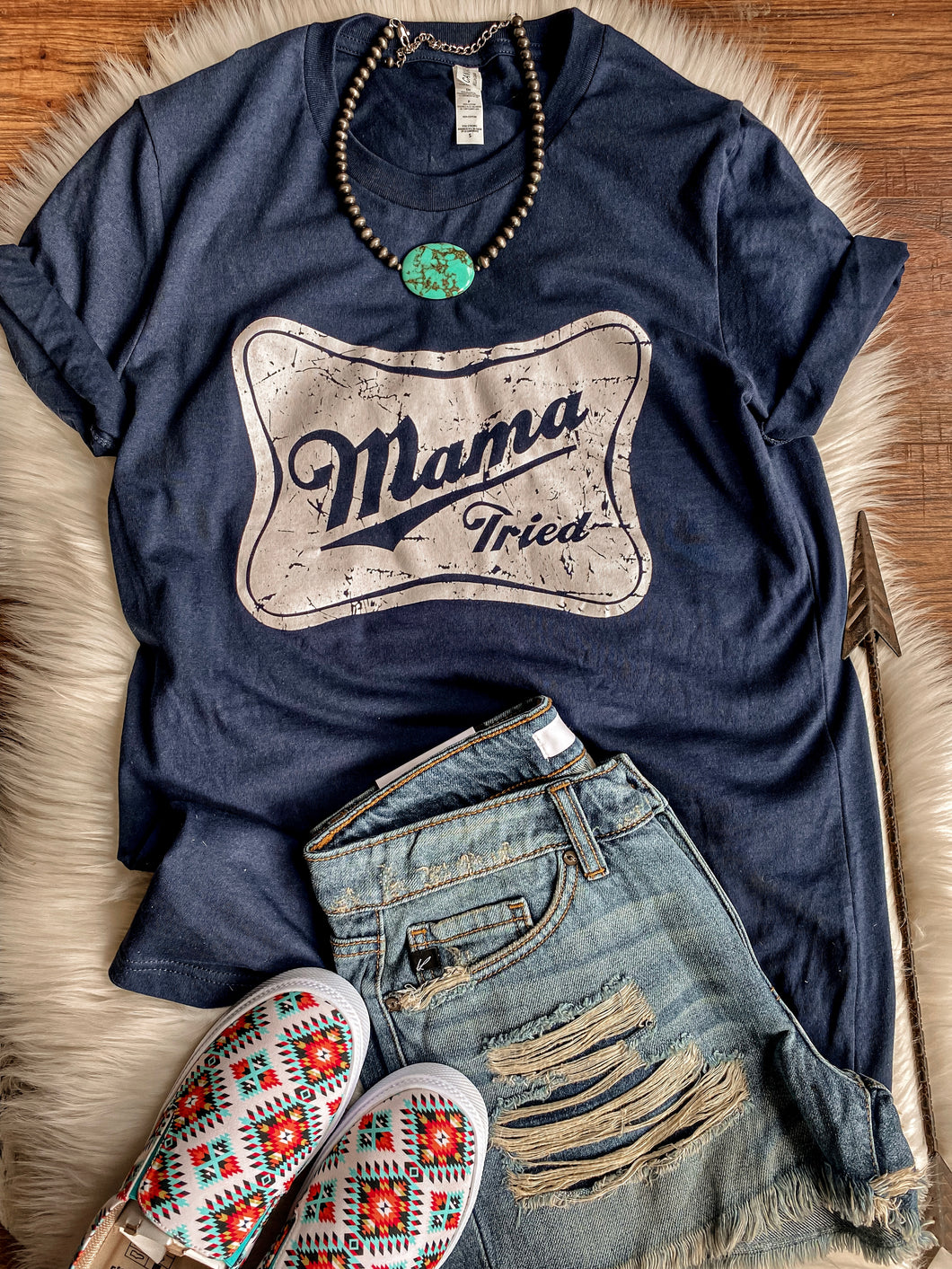 Navy Mama Tried Tee