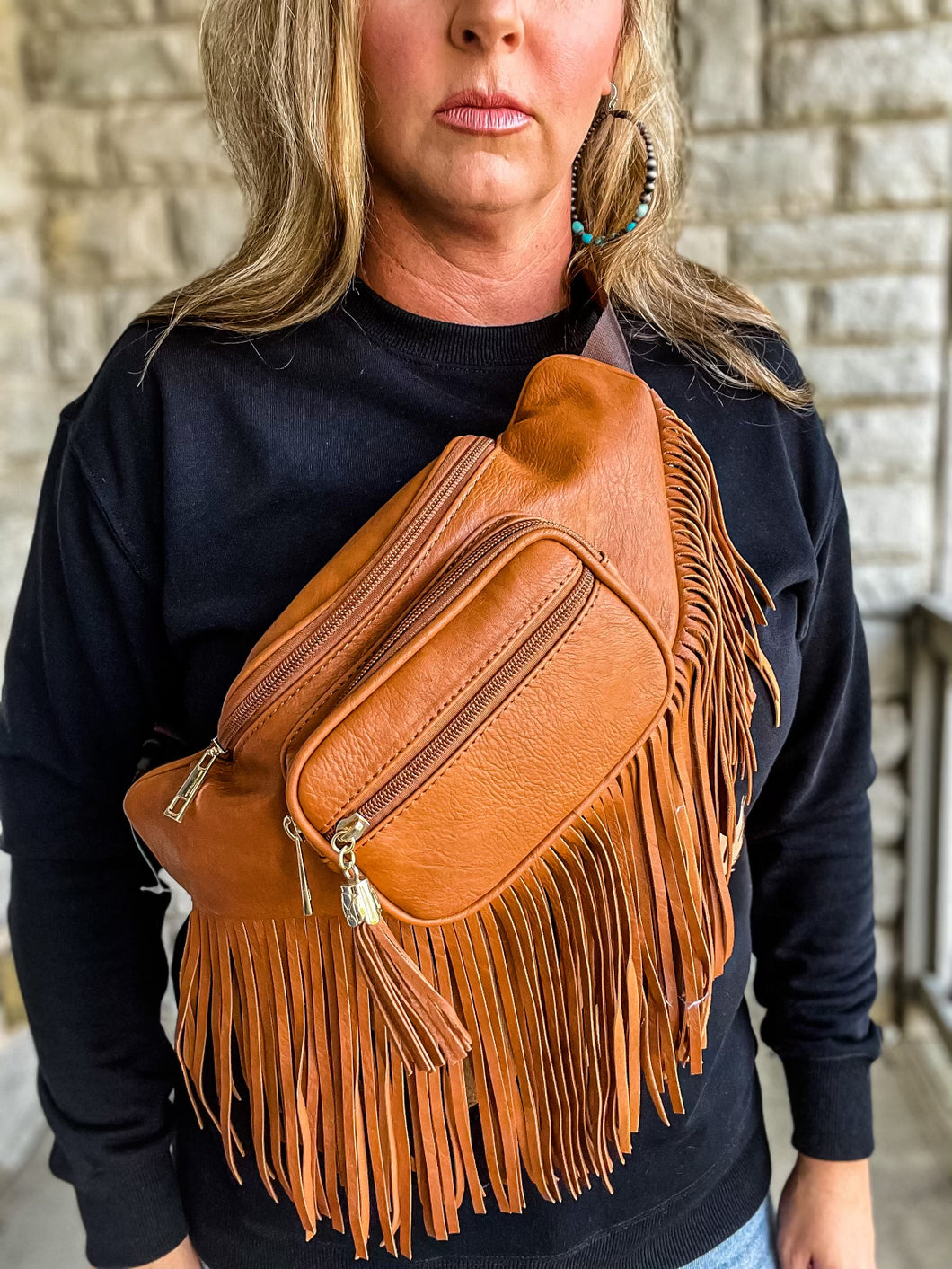 Tan Fringe Bum Bag