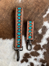 Tooled Leather Keychain {Turquoise Stones}