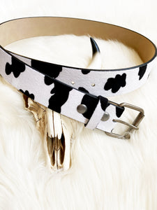 Black Cowprint Belt