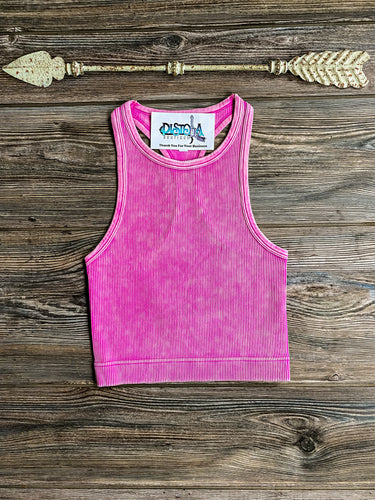 Ribbed Crop Tank {Hot Pink}