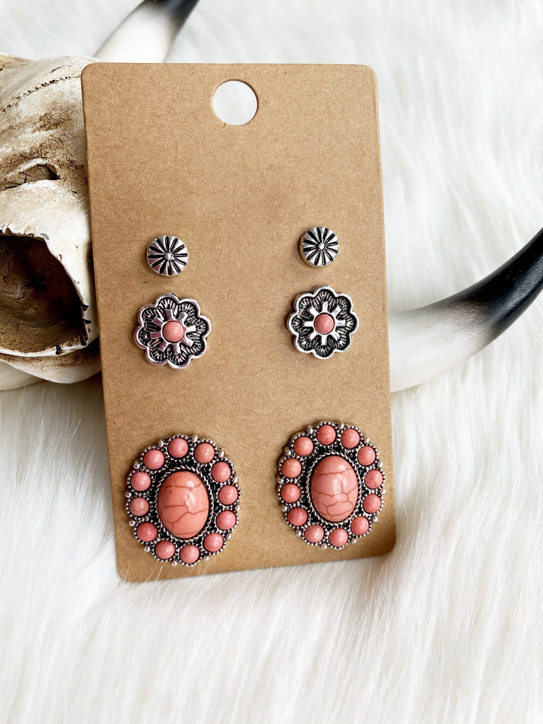 The Jasper Coral Earring Trio