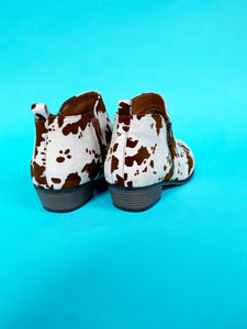 Brown Cow Print Booties