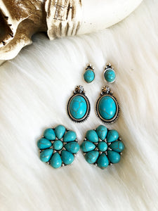 Round Rock Turquoise Earring Trio