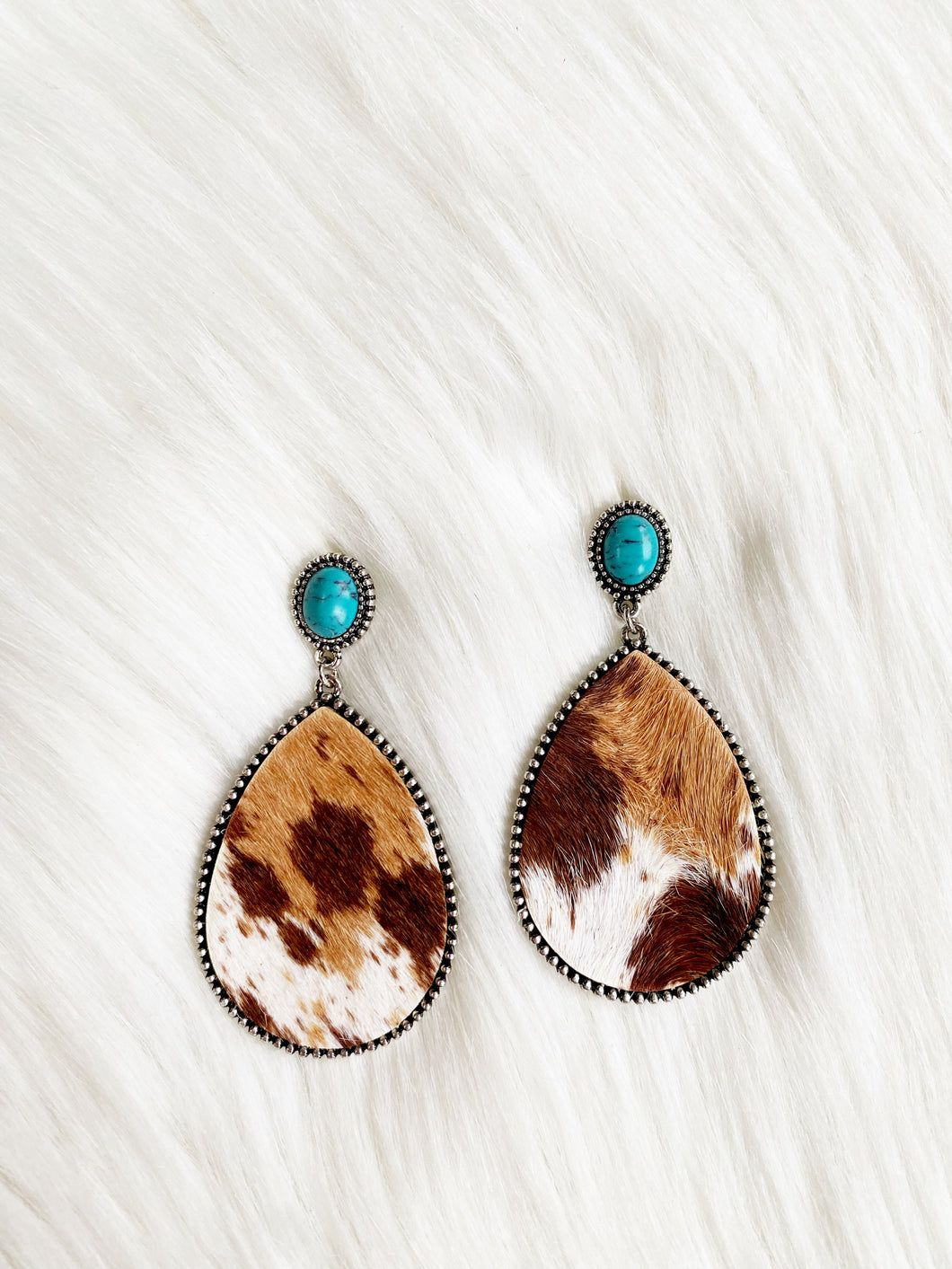 Red Wolf Cowhide Earrings