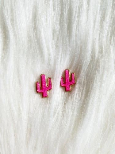 Dainty Pink Cactus Earrings