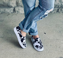 Black Cow Print Sneakers