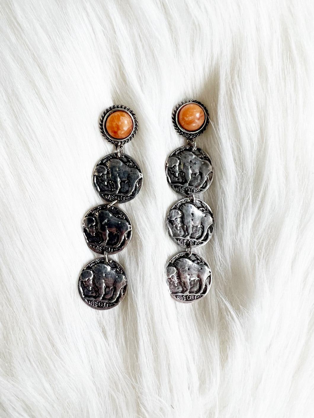 Buffalo Drop Earrings {Rust}