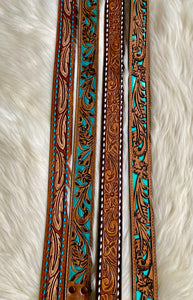 Tooled Purse Strap {Turquoise, short length}