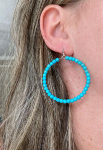 Turquoise Beaded Hoop Earrings