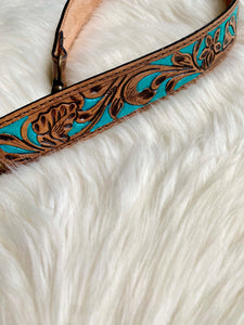 Tooled Purse Strap {Turquoise, short length}