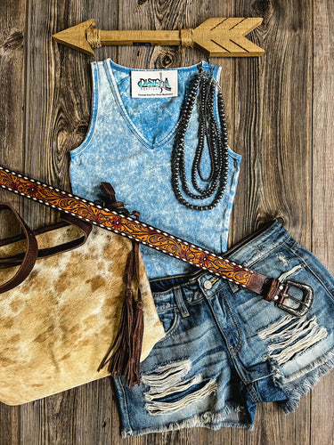 The Bodie Mineral Wash Bodysuit {Denim}