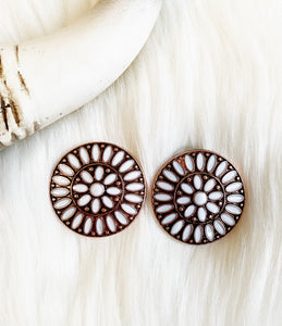 Crazy Cowgirl White Earrings