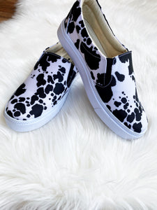 Black Cow Print Sneakers