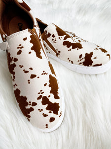 Brown Cow Print Sneakers