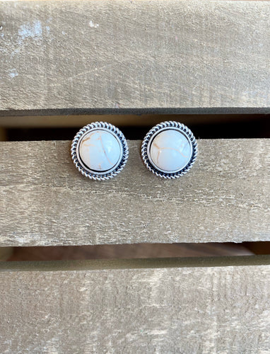 Kansas White Stud Earrings