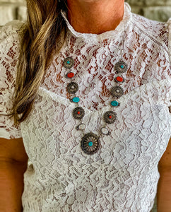 White Lace Sweetheart Top