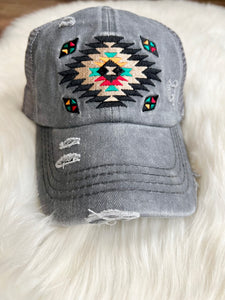 Grey Vintage Aztec Hat