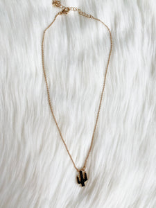 Dainty Black Cactus Necklace