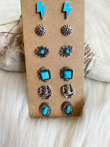 Dainty Western Bolt 6 Pair Earring Set