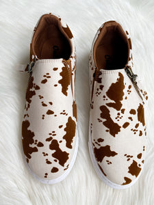 Brown Cow Print Sneakers