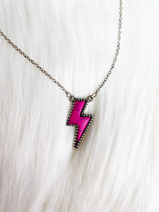 Pink Lightning Bolt Necklace