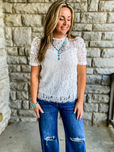 White Lace Sweetheart Top