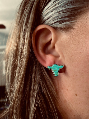 Turquoise Cow Earrings