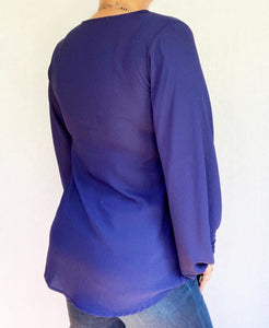 Navy Newel Puff Sleeve Top