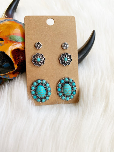 The Jasper Turquoise Earring Trio