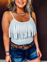 The Shiner Fringe Bodysuit {White}