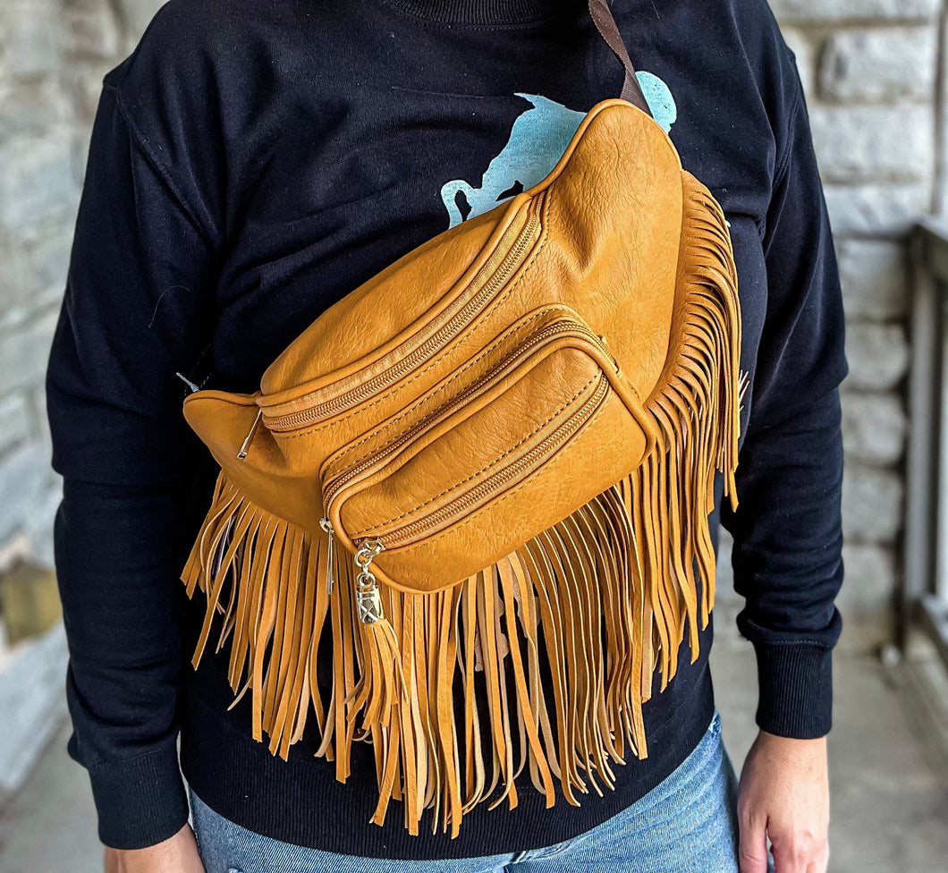 Mustard Fringe Bum Bag