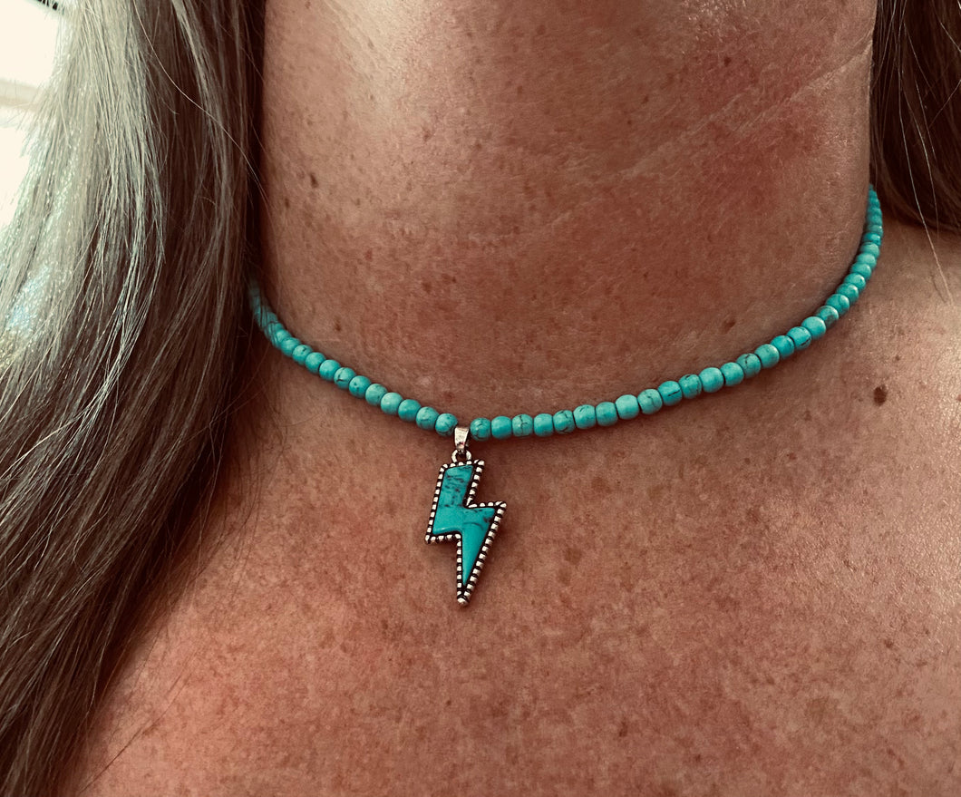 Turquoise Lightning Bolt Necklace