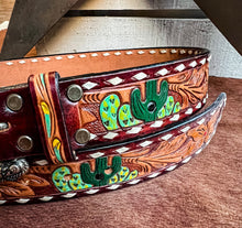 Western Cactus Leather Belt