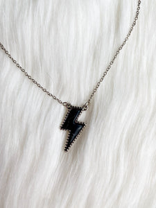 Black Lightning Bolt Necklace