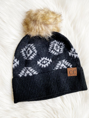 Tozi Black Aztec Beanie